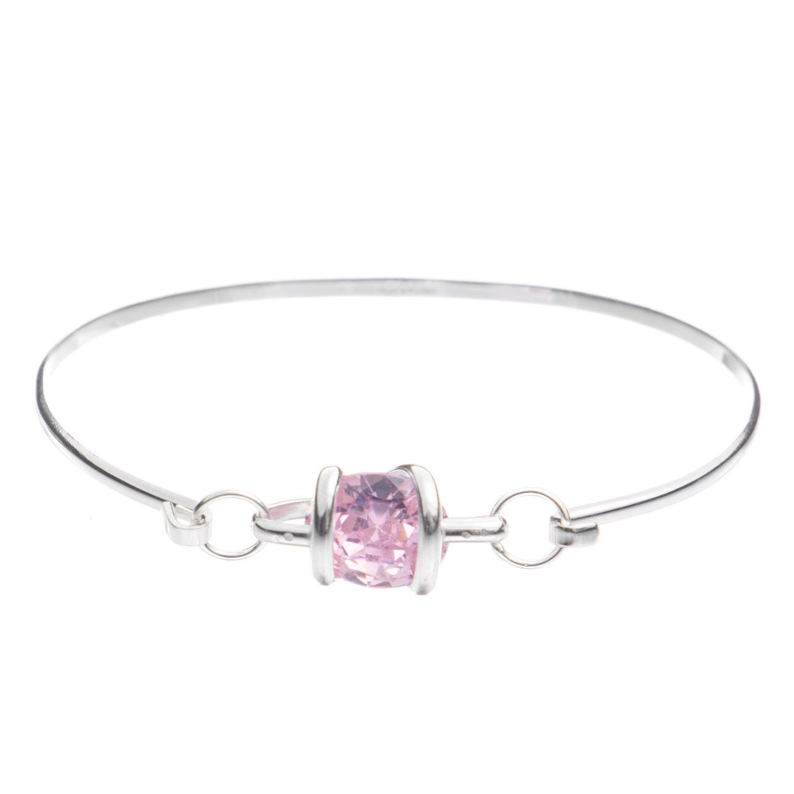 Brazalete delgado de plata con zirconias