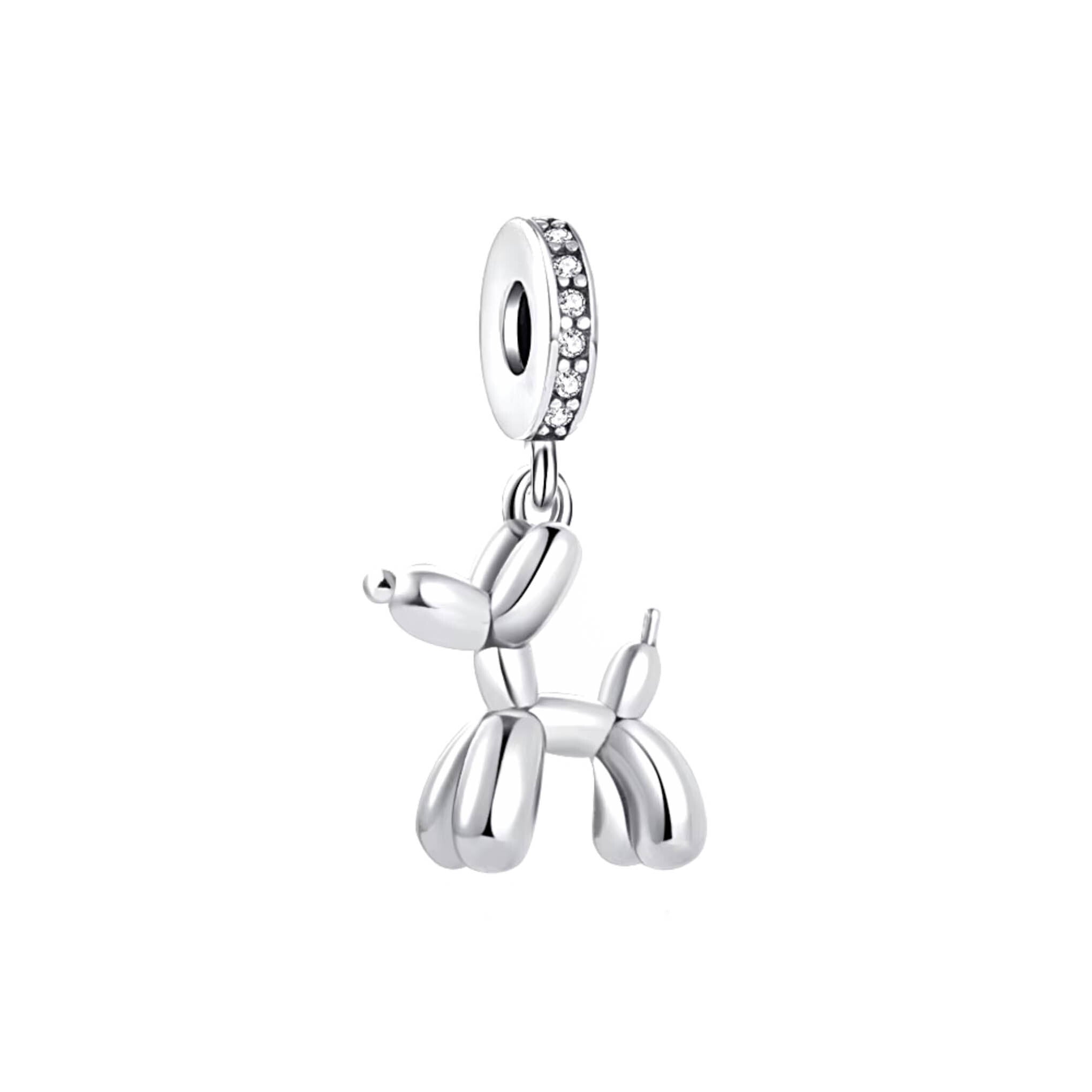 Dije con chapa de plata tipo charm perrito globo de plata mexicana