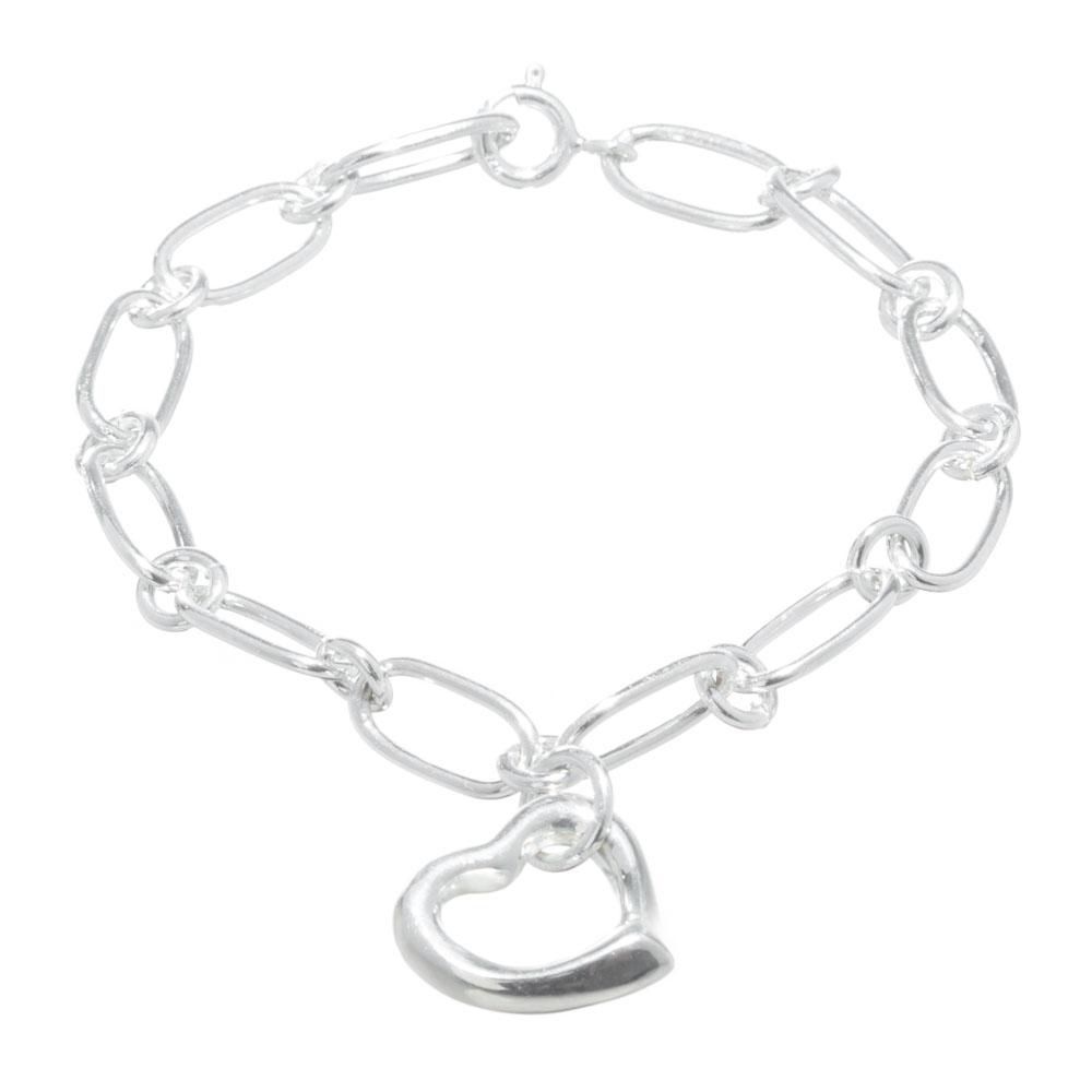 Pulsera de eslabones con corazón de Plata