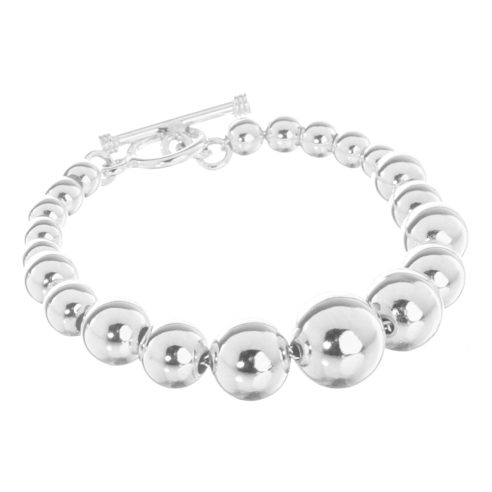 Pulsera de bolas de plata que disminuyen