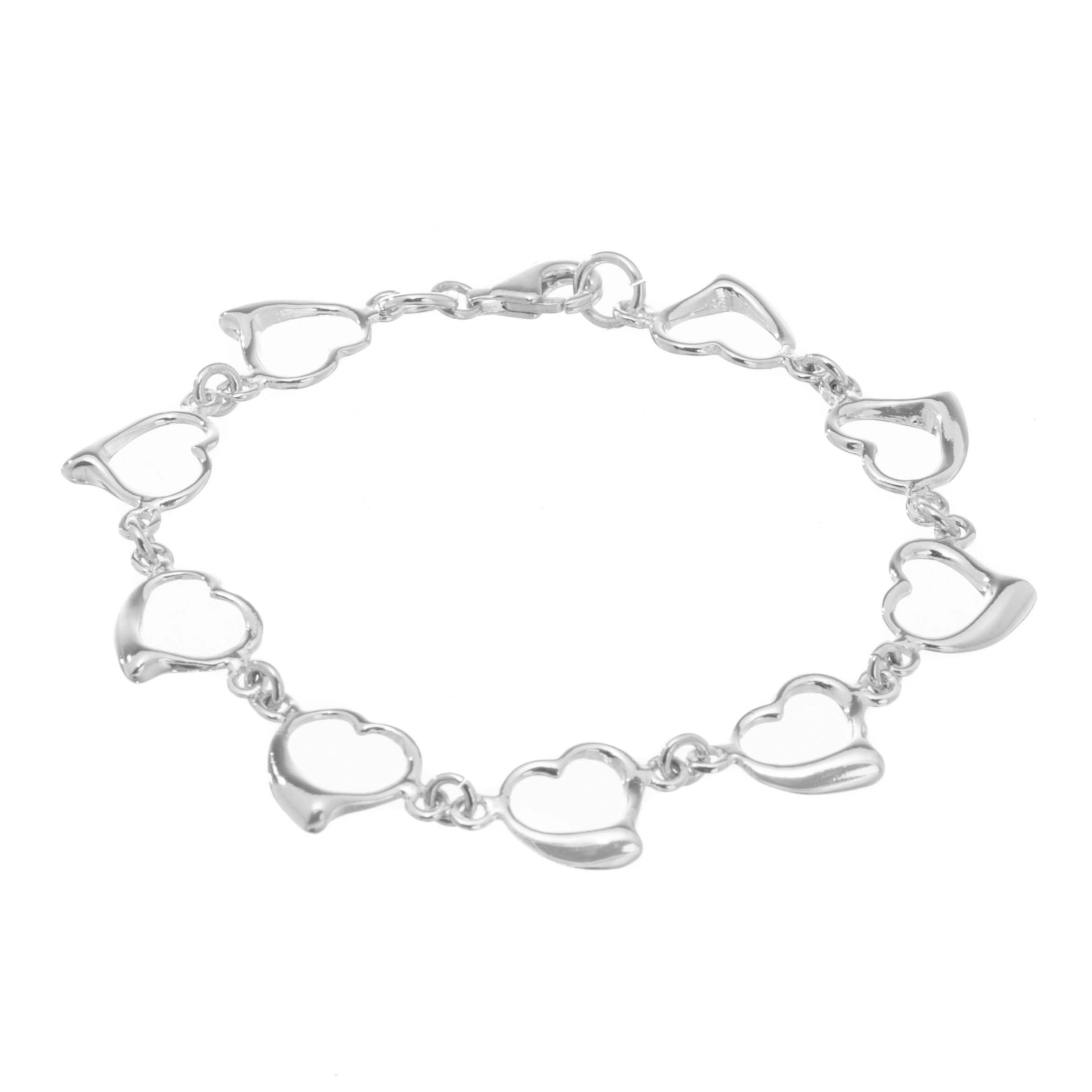 Pulsera de corazones engarzados de plata