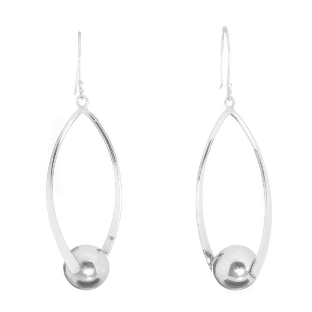 Aretes Óvalo y Esfera de Plata