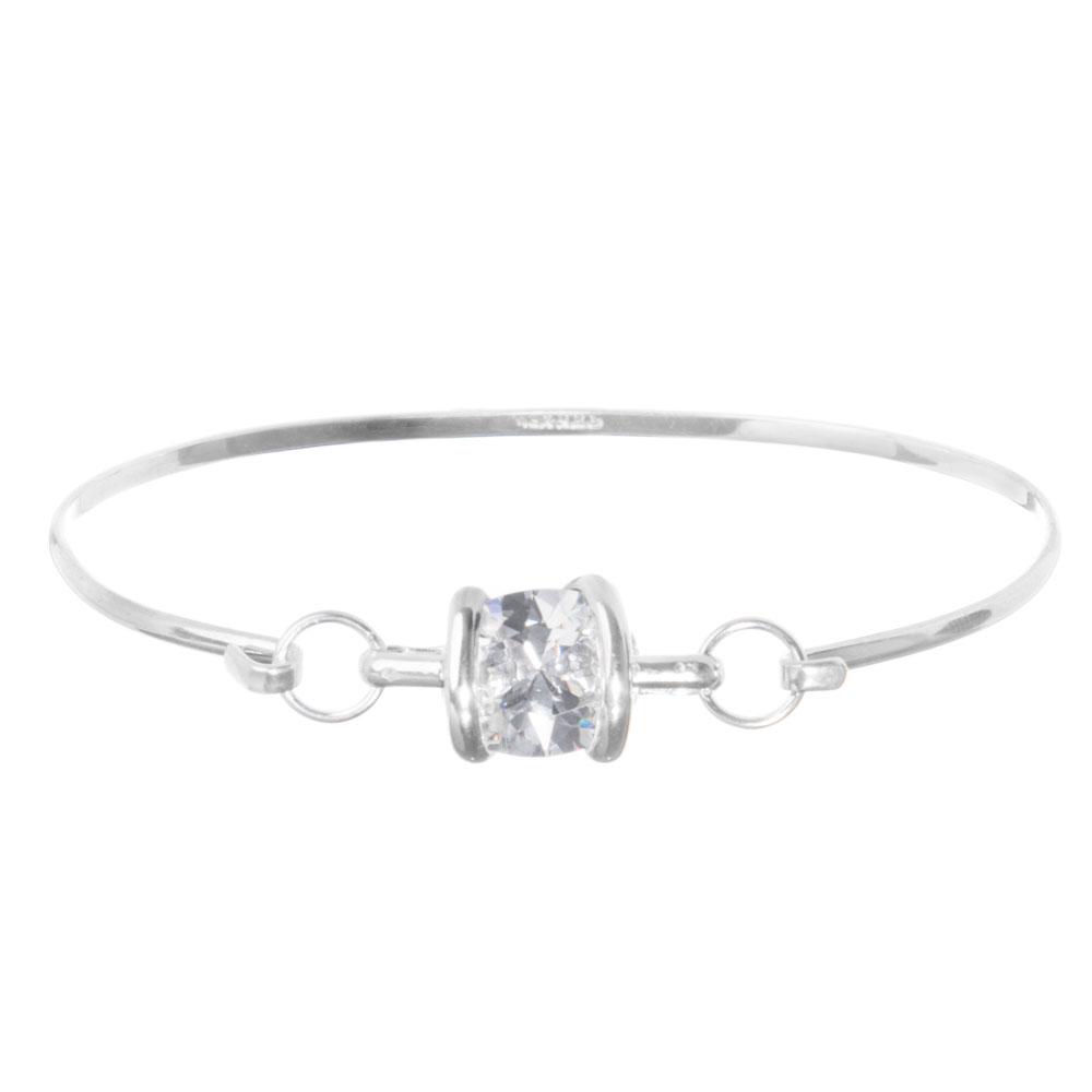 Brazalete delgado de plata con zirconias