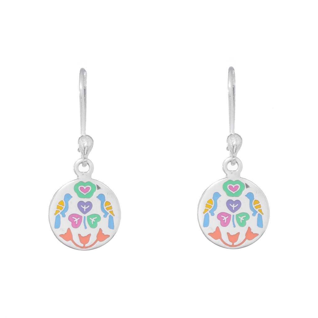 Aretes del amor esmaltados de plata