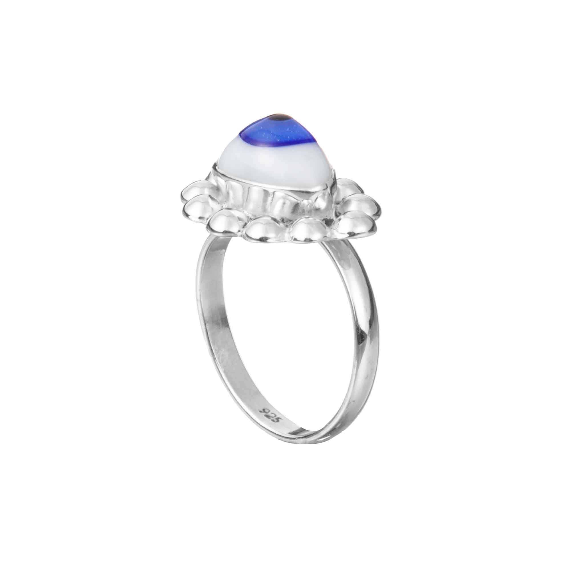 Anillo ojo azul de plata de plata mexicana