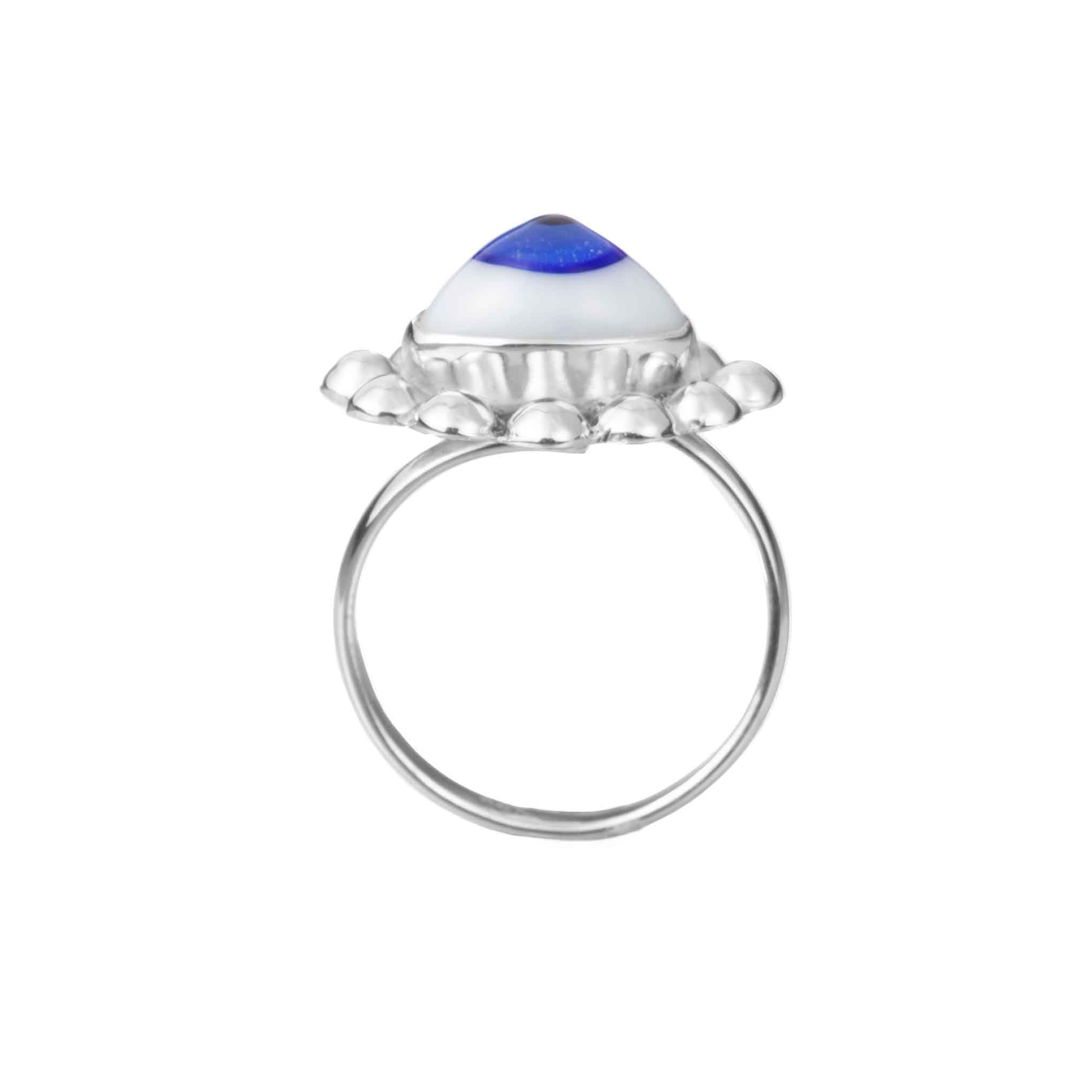 Anillo ojo azul de plata de plata mexicana