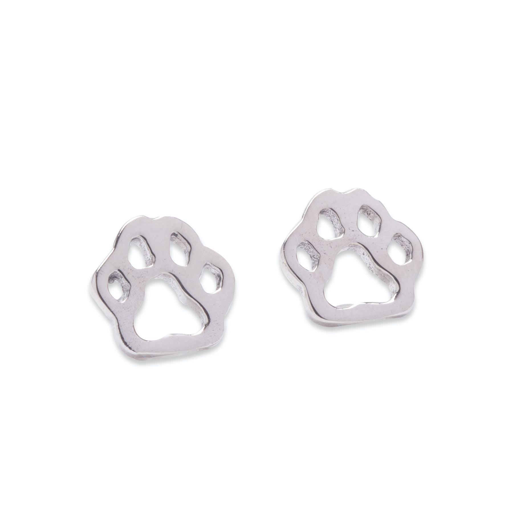 Aretes huellitas de perro de plata  de plata mexicana