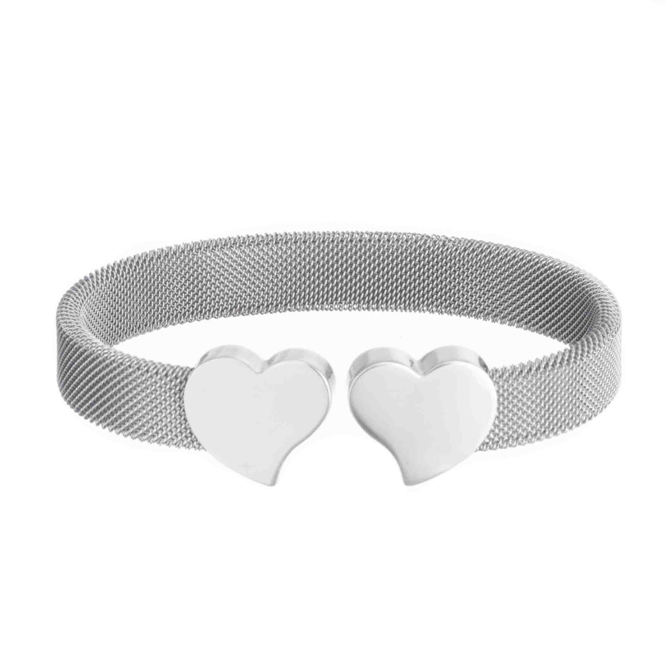 Brazalete de corazones en Plata