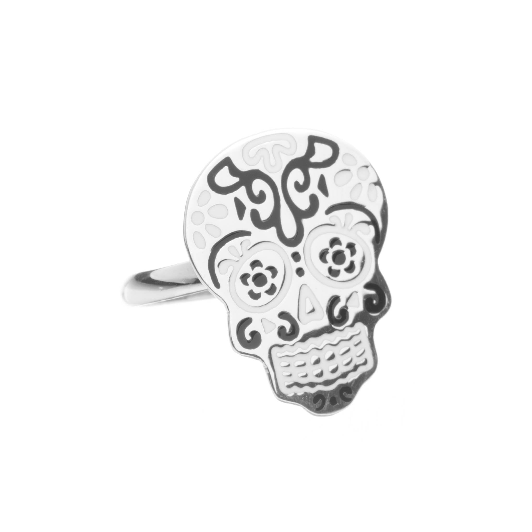 Anillo calavera tradicional de plata